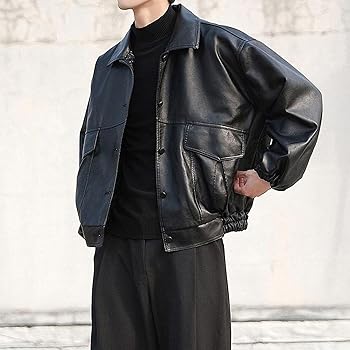ジャケット・アウター 543jpt19JUHA Soft Lamb Leather Jacket SJYDQ Spring Autumn Black Oversized Leather Jacket Men with
